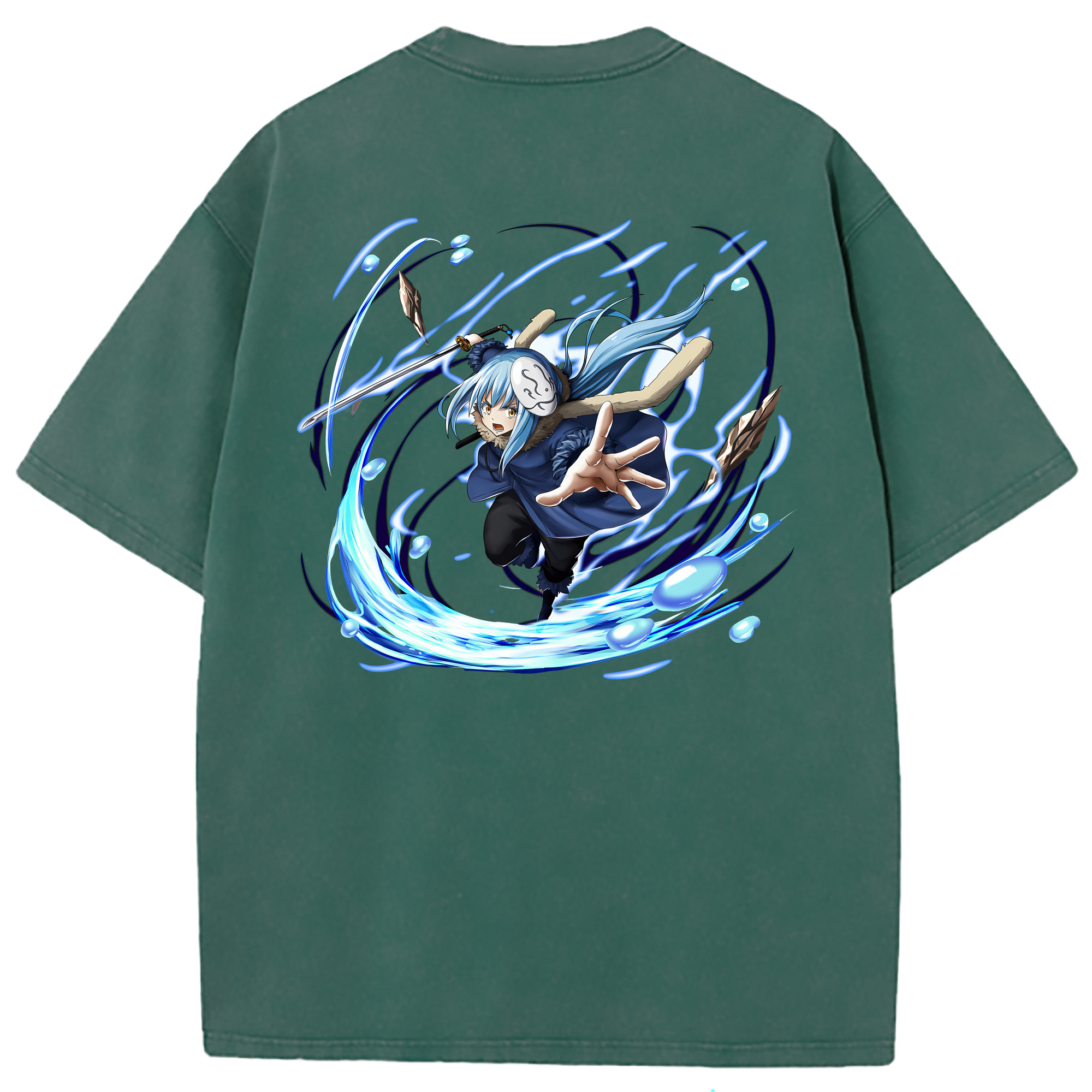 （画像用） 転スラ Regarding Reincarnated to Slime 綿100% ヴィンテージ風 半袖Tシャツ（背面プリント）
